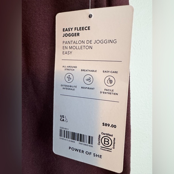 Athleta Easy Fleece Jogger Pant NWT Truffle Plum Brown Large super soft sweats - Picture 2 of 9